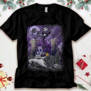 Disney Jack Skellington Nightmare Before Christmas Scene Christmas Unisex Tee